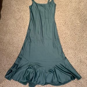 Emerald green satin dress